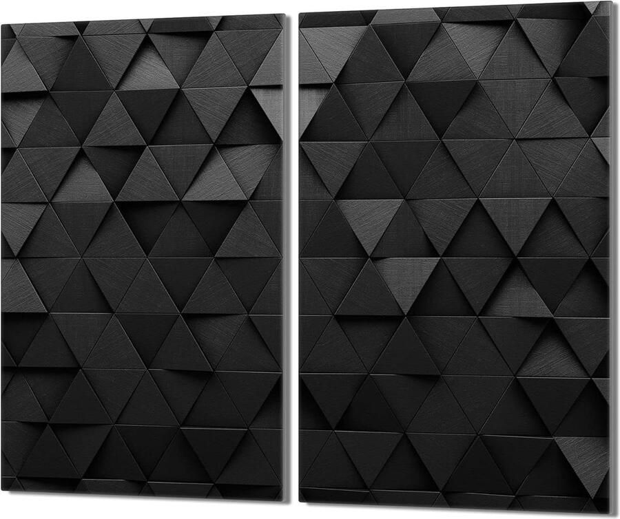 Fornuis afdekplaten Kookplaat bescherming Keuken werkblad Gehard glas 2-delig 30x52cm Zwart