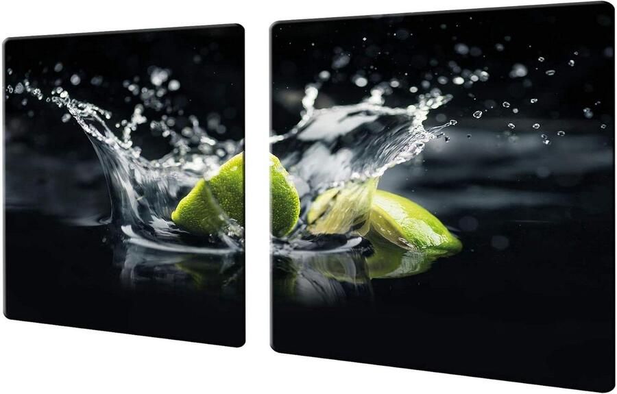 Fornuis afdekplaten Kookplaat deksels Keuken decoratie Gehard glas 2x 40x52 cm Groen fruit
