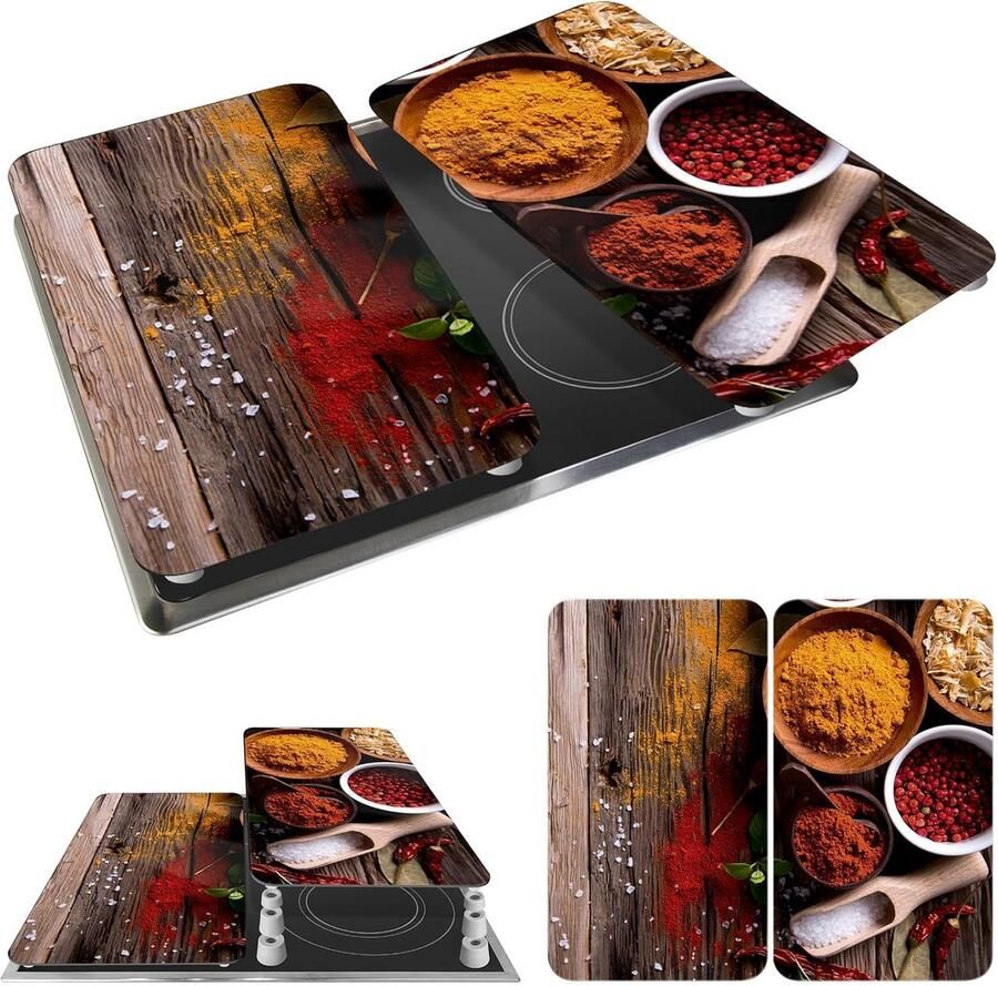 Fornuis Afdekplaten Set van 2 Keuken Werkruimte Universeel Inzetbaar 30 x 52 cm Decoratief Motief