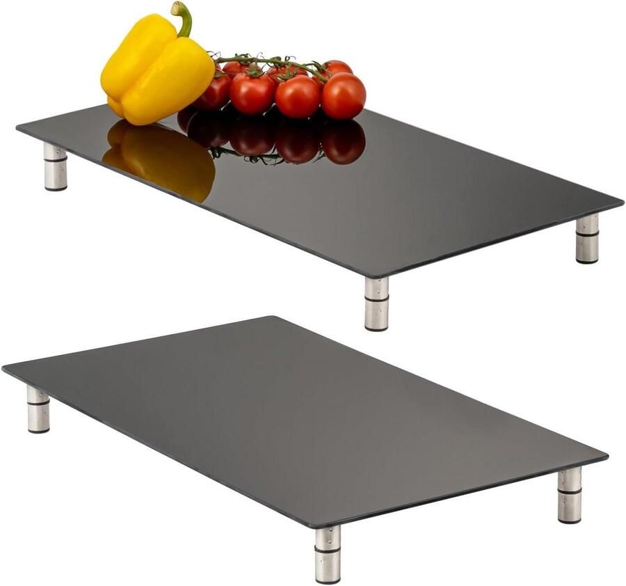 Fornuis afdekplaten Set van 2 Werkblad beschermen Verstelbare poten 30 x 52 cm Zwart