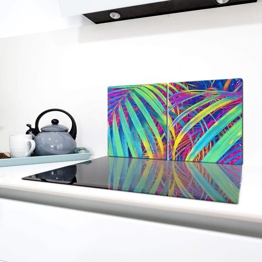 Fornuis Afdekplaten Werkblad Beschermers Extra Werkruimte Gehard Glas 80x52 cm Met Print