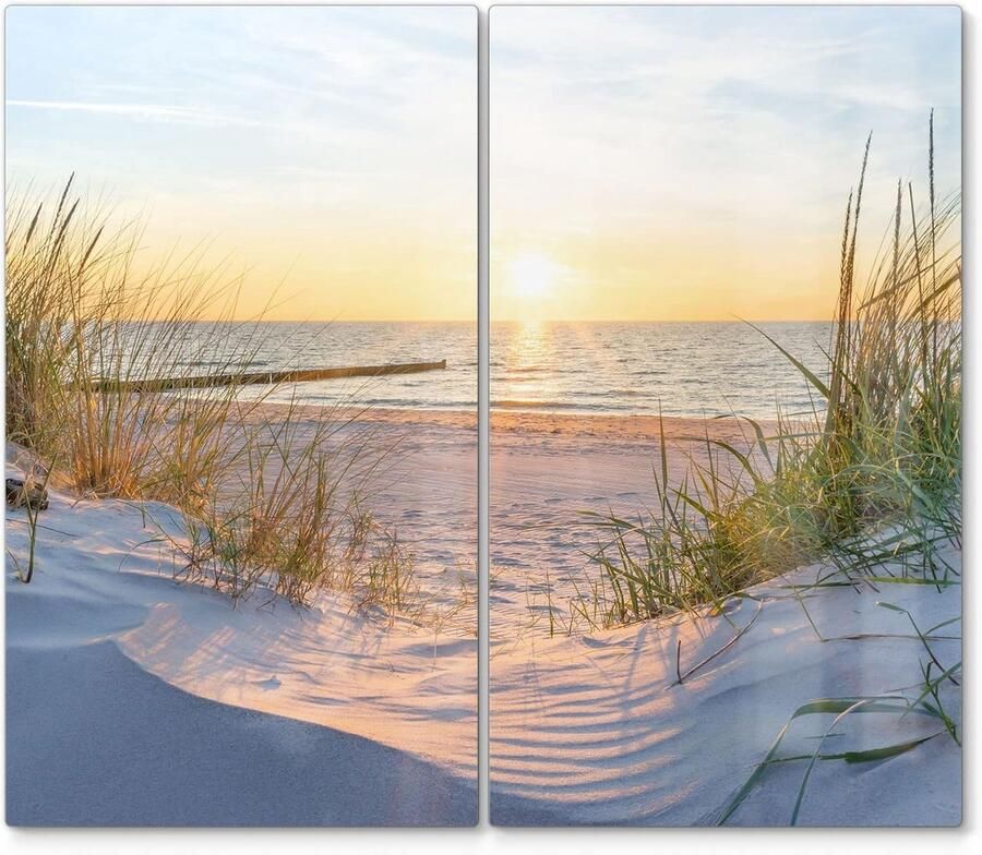 Fornuis Afdekplaten Werkblad Beschermers Keuken Beschermen 3D Diepte Effect 2x 60x52 cm Avondzon Oostzee