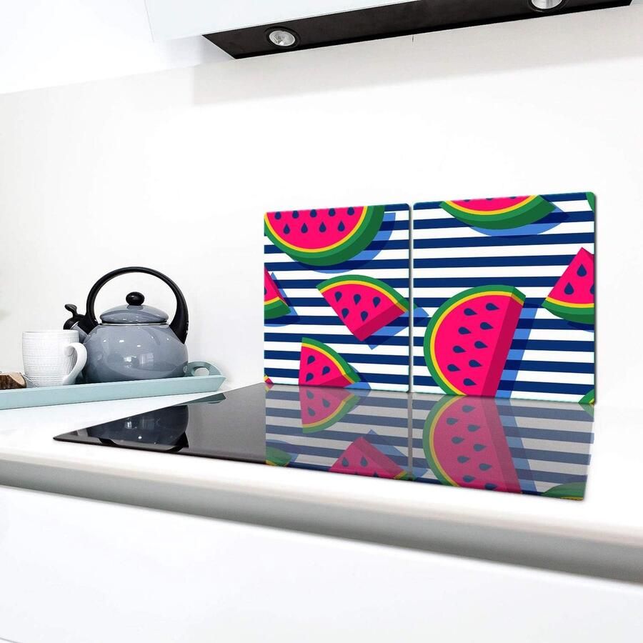 Fornuis Afdekplaten Werkbladbeschermers Extra Werkruimte Gehard Glas 2x 40x52 cm Fruit Print