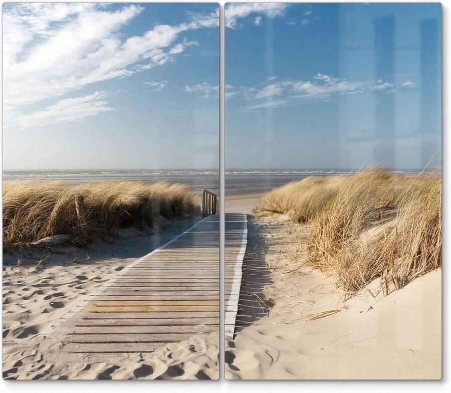 Fornuis Afdekplaten Werkbladbeschermers Glas Keuken Beschermen Gehard Veiligheidsglas Set van 2 Strandopgang Zee