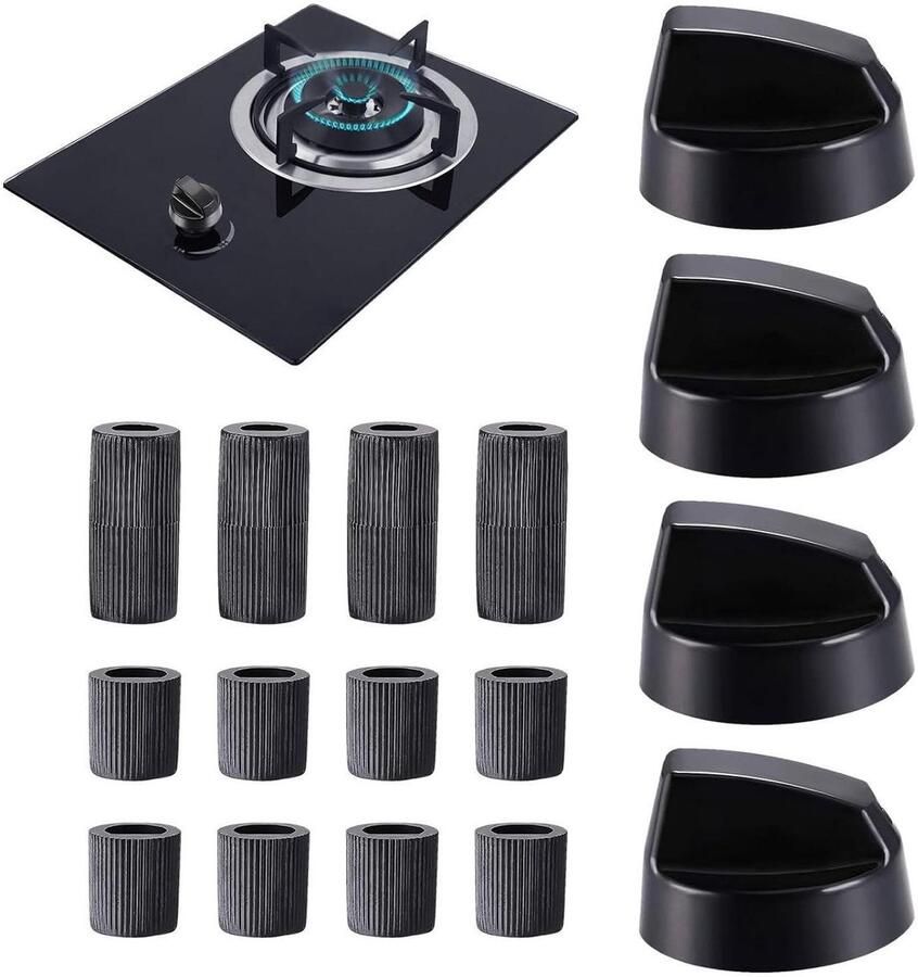 Fornuis Bedieningsknoppen Reserve Knoppen Koken Verbeteren Veilig ABS Materiaal 4 Delige Set Zwart Bruin