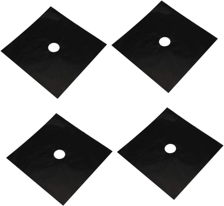Fornuis Beschermers Kookplaat Matten Schoon Houden Herbruikbaar Antiaanbaklaag 27 x 27 cm Zwart