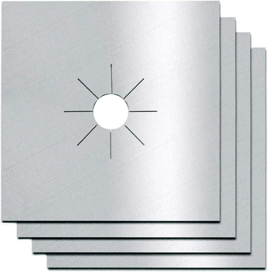 Fornuis Brander Covers Gasfornuis Beschermers Keuken Schoon Houden Herbruikbaar Non-stick 4 Stuks Zilver