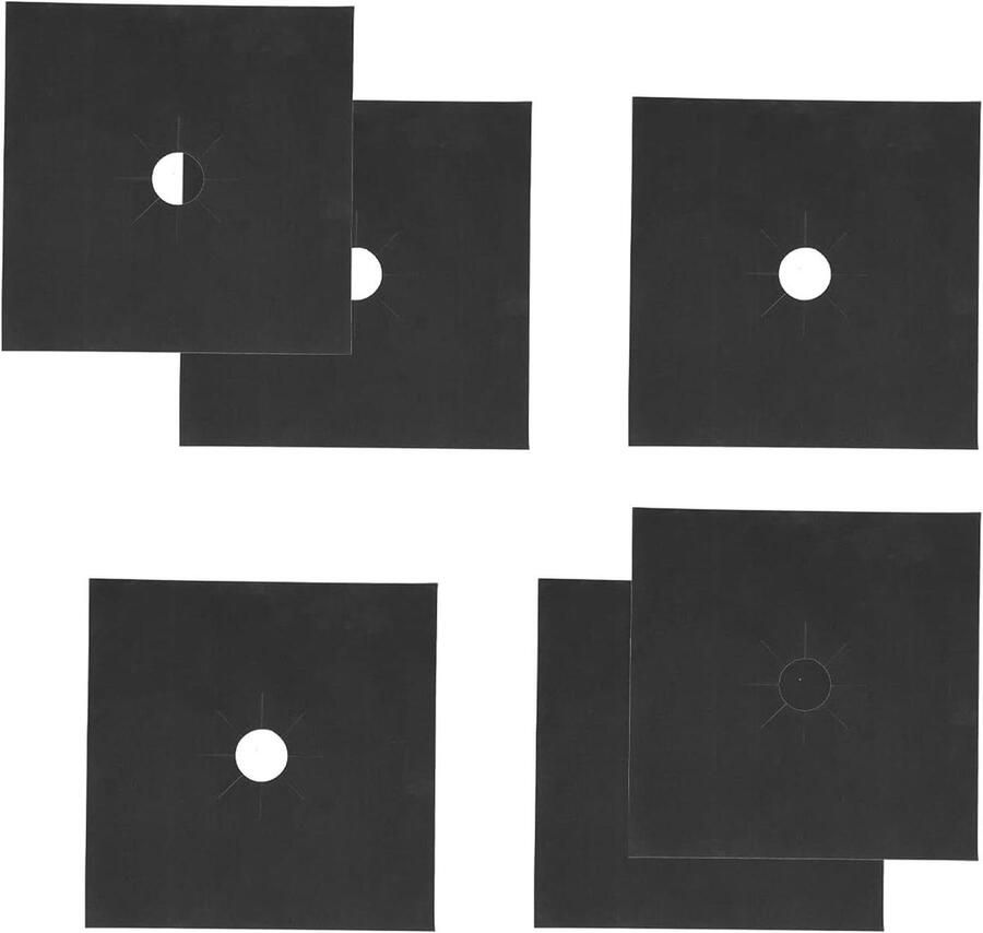 Fornuis Brander Covers Gasfornuis Beschermers Keuken Schoon Houden PTFE Gecoat Anti-aanbak 6 Stuks Zwart