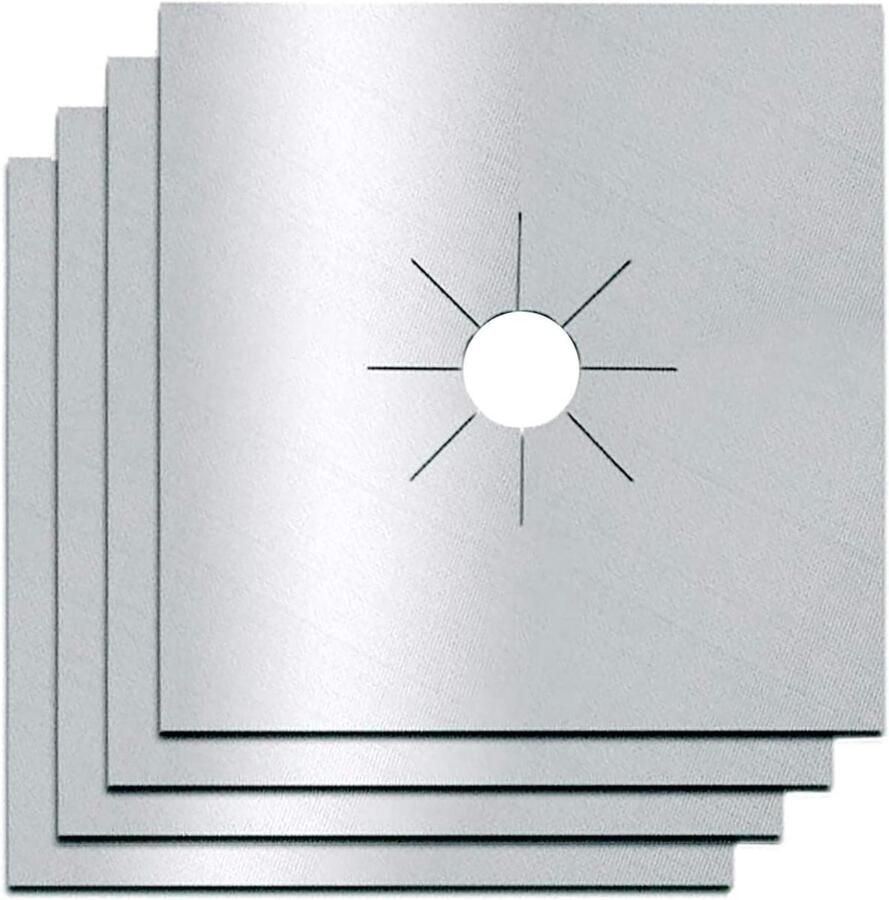 Fornuis Brander Covers Gasfornuis Beschermers Keuken Schoonhouden Herbruikbaar Non-Stick 4 Stuks Zilver