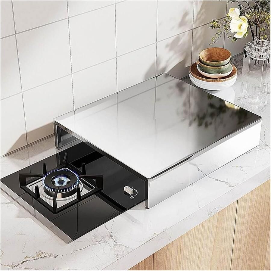 Fornuis Deksel Keuken Bescherming Koken en Serveren Roestvrij Staal 30x40cm Zilver