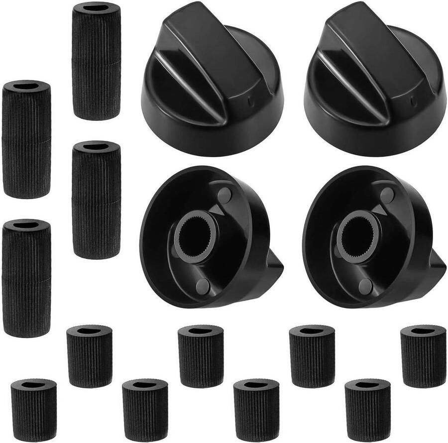 Fornuis Draaiknoppen Oven Knoppen Keuken Reparatie 12 Adapters Inclusief 4 Stuks Zwart