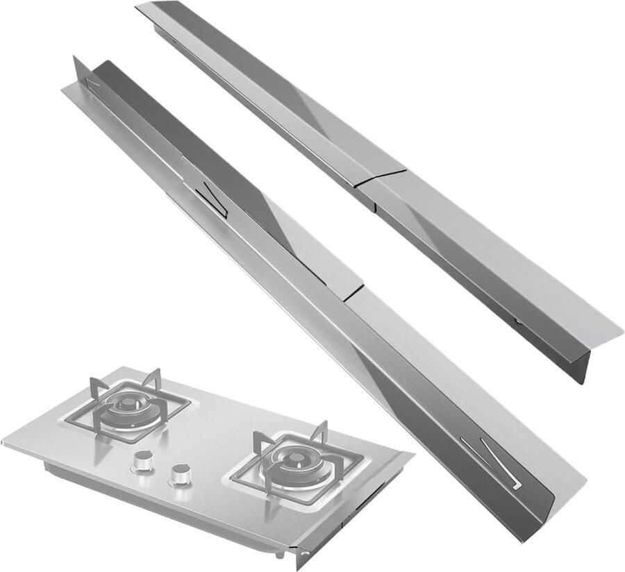 Aanrecht Randbescherming Kookplaat Afdekking Keuken Schoonhouden Verstelbare Lengte 40x5x5cm Zilver