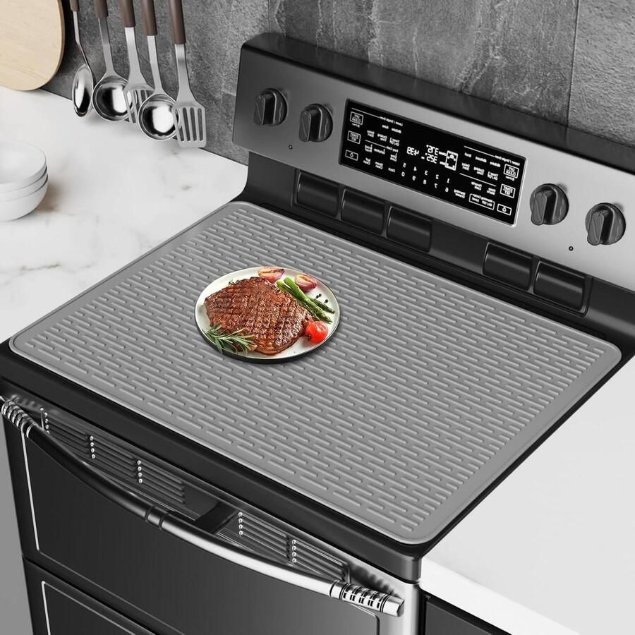 Fornuis Klep Kookplaat Mat Keuken Beschermen Hittebestendig Siliconen 70x50cm Grijs