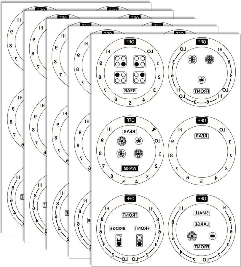 Fornuis Knop Stickers Kookplaat Symbolen Identificatie Kookplaat Zelfklevend Waterdicht 68x68cm Zoals weergegeven