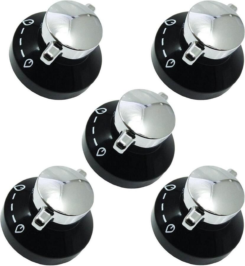 Fornuis Knoppen Schakelaars Oven Vlam Controle Set van 5 stuks Universeel Zwart Zilver