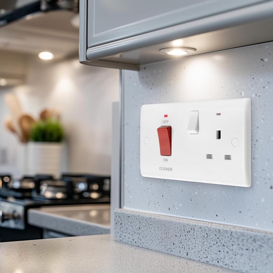 Fornuis Schakelaar Aansluitpunt Keuken Apparatuur Met Indicatielampjes 45 Ampere Wit