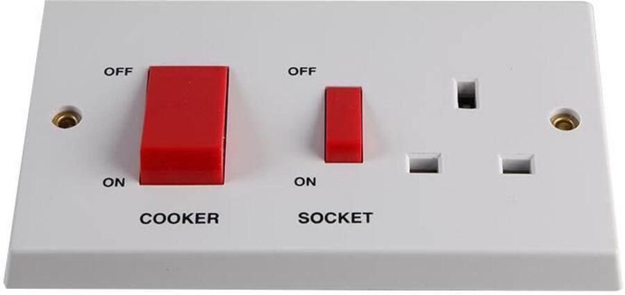 Fornuis Schakelaar Control Unit Veilige Aansluiting Dubbele Unit 45A Wit