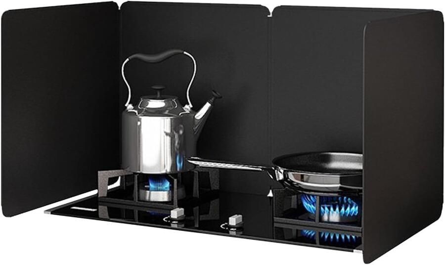 Fornuis Spatscherm Keuken Protector Schoon Koken Hittebestendig Ontwerp 3-zijdig Zwart
