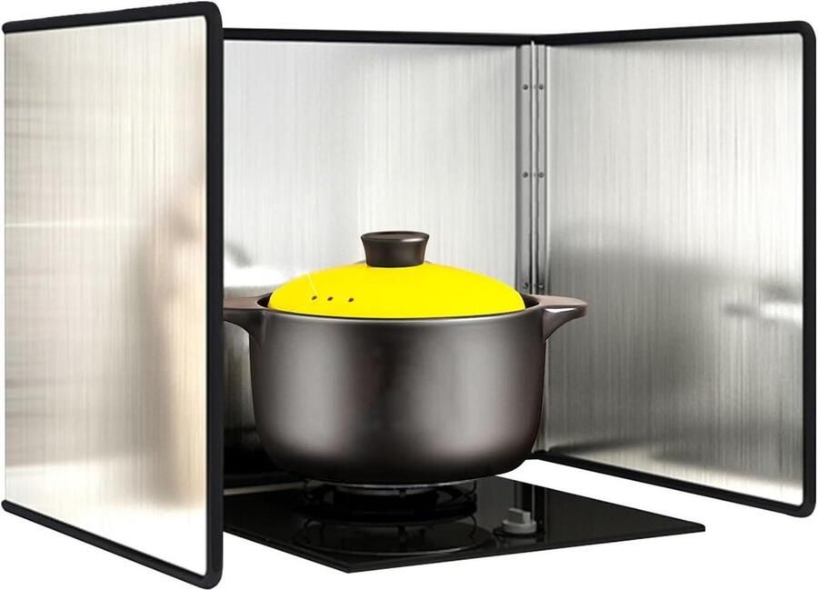 Fornuis Spatscherm Kookplaat Beschermer Vetvrij Koken Opvouwbaar 3-zijdig 40x40x40cm Zilver
