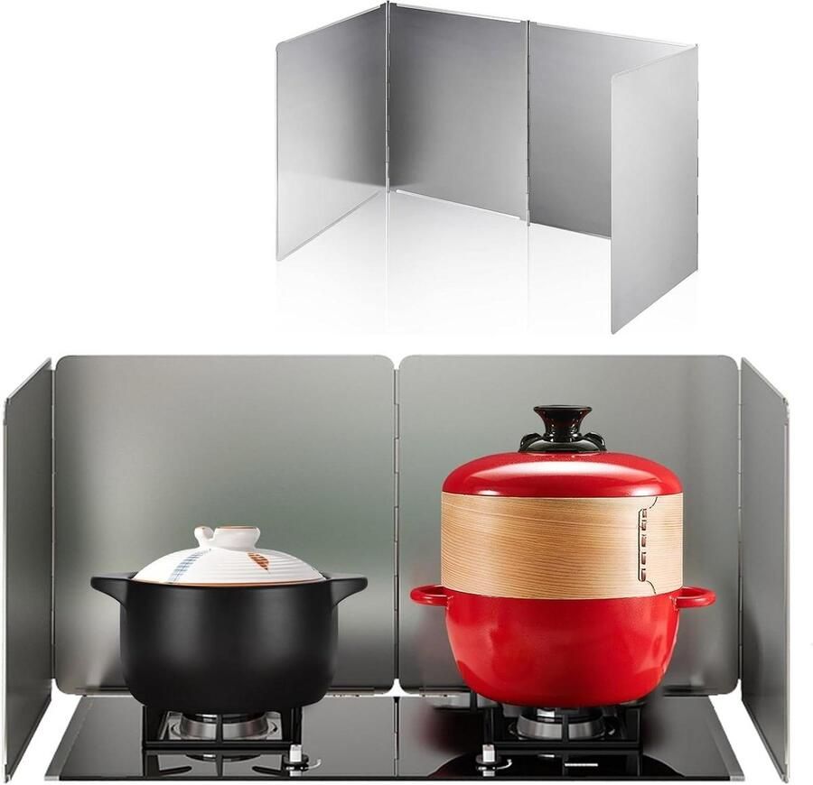 Fornuis Spatscherm Olie Vanger Koken Beschermen Opvouwbaar Ontwerp 30x40x80cm Zilver