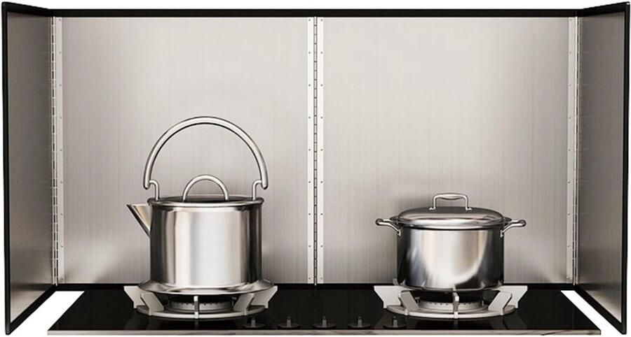 Fornuis Spatscherm Olie Vanger Koken Schoonhouden Opvouwbaar Ontwerp 40x50x90cm Zilver