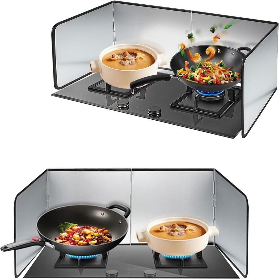 Fornuis Spatscherm Oliebescherming Keuken Koken Beschermen Opvouwbaar Roestvrij Staal 80 cm Breed Zilver