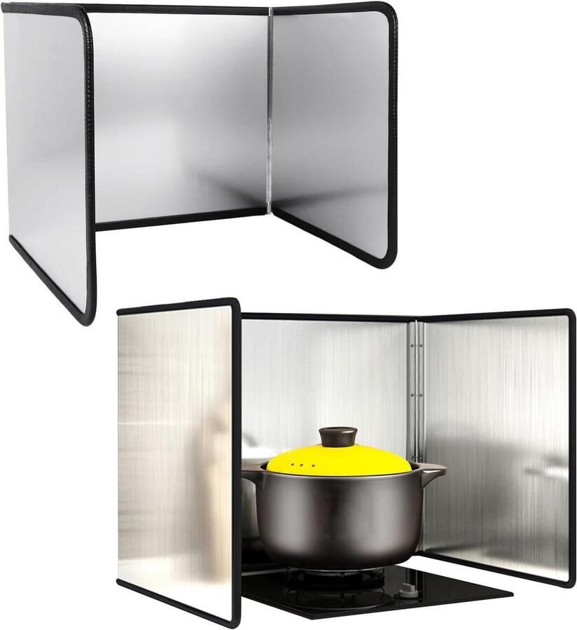 Fornuis Spatscherm Oliescherm Keuken Schoon Koken Opvouwbaar Ontwerp 3-zijdig 40x40x40cm Zilver