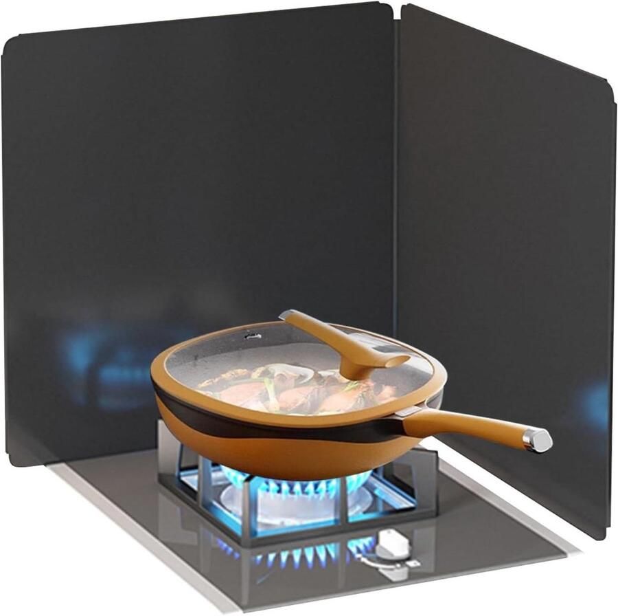 Fornuis Spatscherm Oliescherm Keuken Schoon Koken Opvouwbaar Ontwerp 30x30cm Zwart