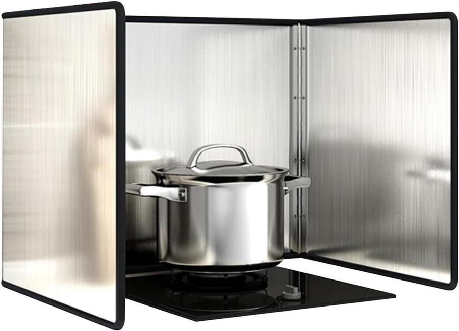 Fornuis Spatscherm Opvouwbaar Scherm Koken Beschermen Roestvrij Staal 3-delig 45x45x45cm Zilver
