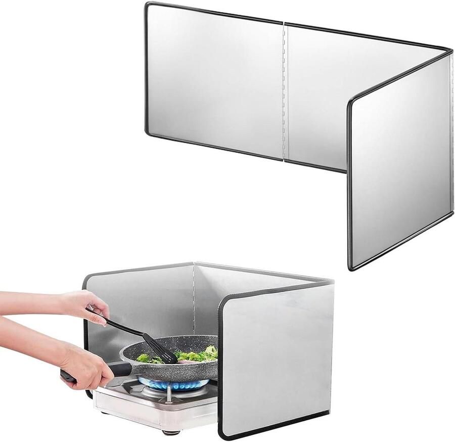 Fornuis Spatscherm Vetvanger Keuken Kookplek Beschermen Opvouwbaar RVS Maten Zilver