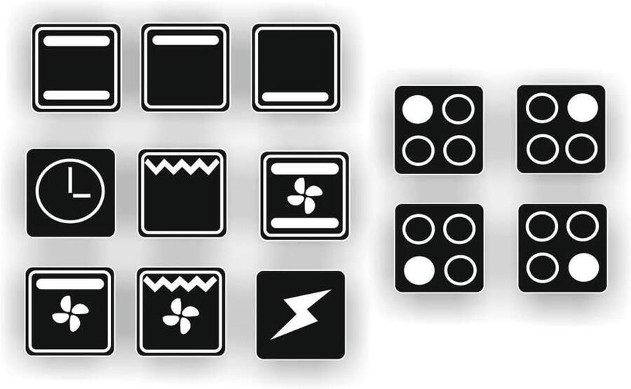 Fornuis Stickers Set Kookplaat Symbolen Keuken Decoratie Hittebestendig Oliebestendig 10x10mm Wit Zwart