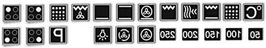 Fornuis stickers Symbolen set Keuken decoratie Waterbestendig vinyl 23 stuks Zwart met wit