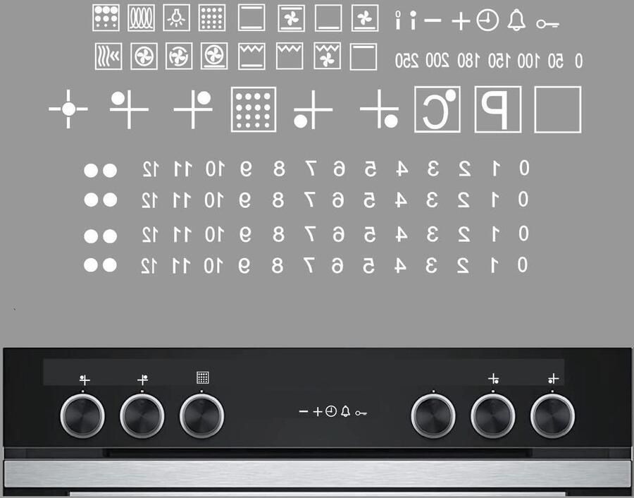 Fornuis symboolstickers Kookplaat pictogrammen Koken verbeteren Zelfklevend en verwijderbaar 94 stuks Wit - Foto 1
