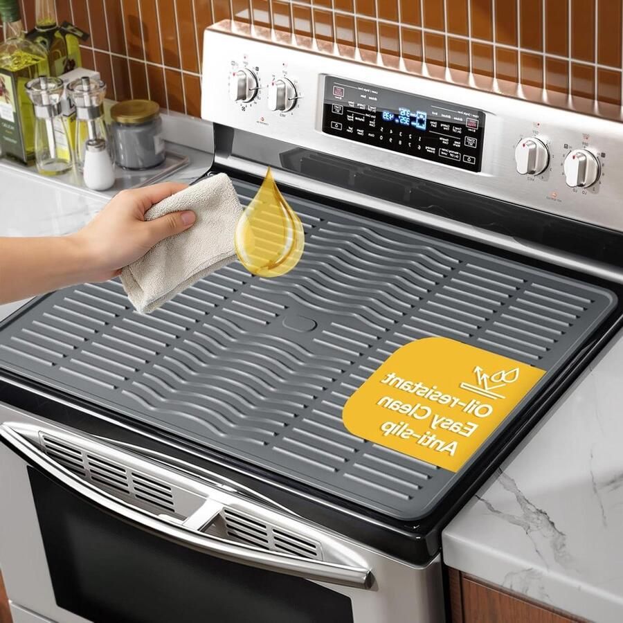 Fornuis Top Covers Siliconen Matten Keuken Beschermen Hittebestendig tot 400F 28x20 inch Donkergrijs