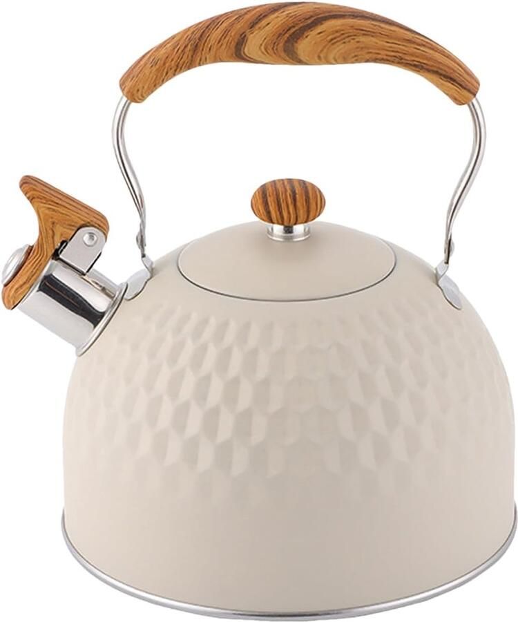 Fornuis Waterketel Fluitketel Keuken Snel Water Koken Inductie Geschikt 2.5 Liter Capaciteit Wit