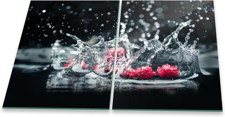 Fornuisafdekplaat glas 2-delig 80 x 52 cm multifunctioneel als snijplank en bescherming voor keramische kookplaat