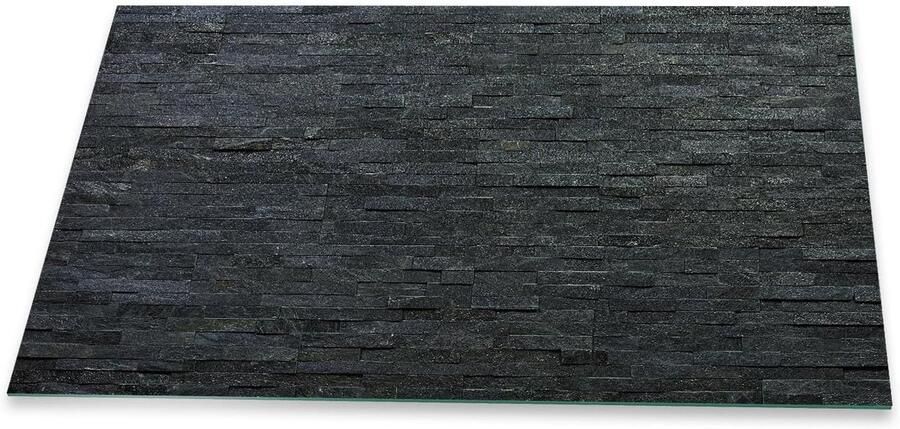 Fornuisafdekplaat Glas Werkbladbeschermer Kookplaat Keukenwerkblad Vergroten Krasbestendig Hygiënisch 90 x 52 cm Leisteen Zwart