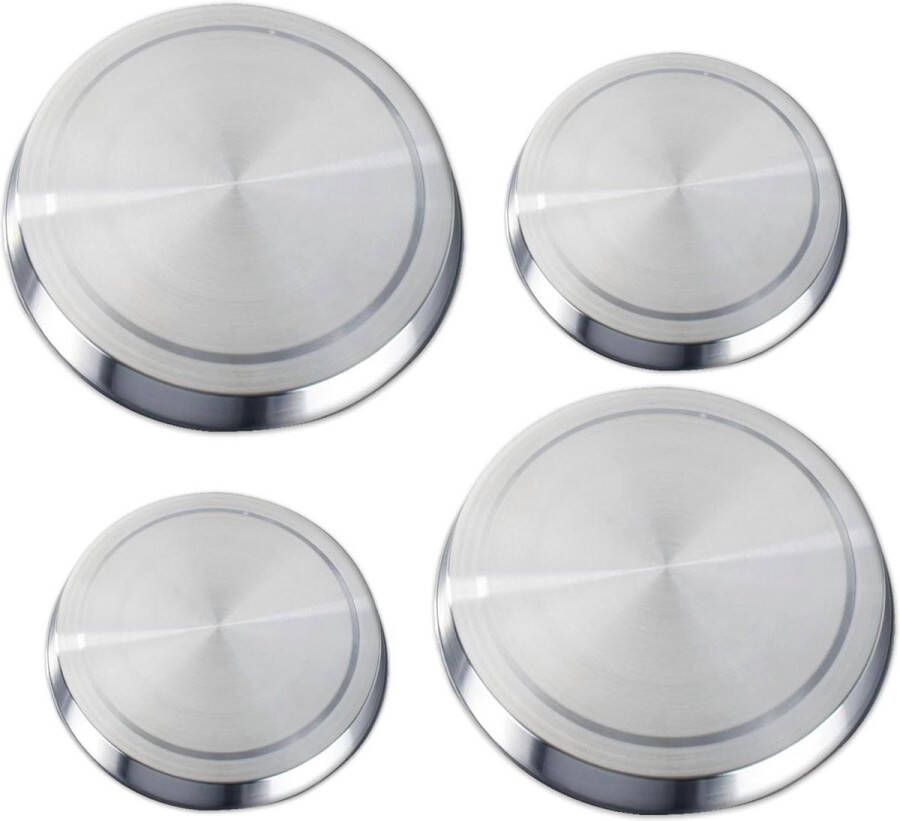 Fornuisafdekplaat Set van 4 Roestvrij Staal Diameter 16 x 2 cm Diameter 20 x 2 cm. afdekplaat voor gasfornuis