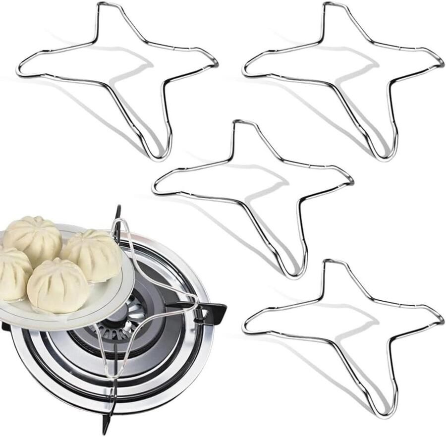 Fornuishouder Pannendrager Gasfornuis Stabiel Koken Vierpunts Stervorm 14 x 14 cm Zilver