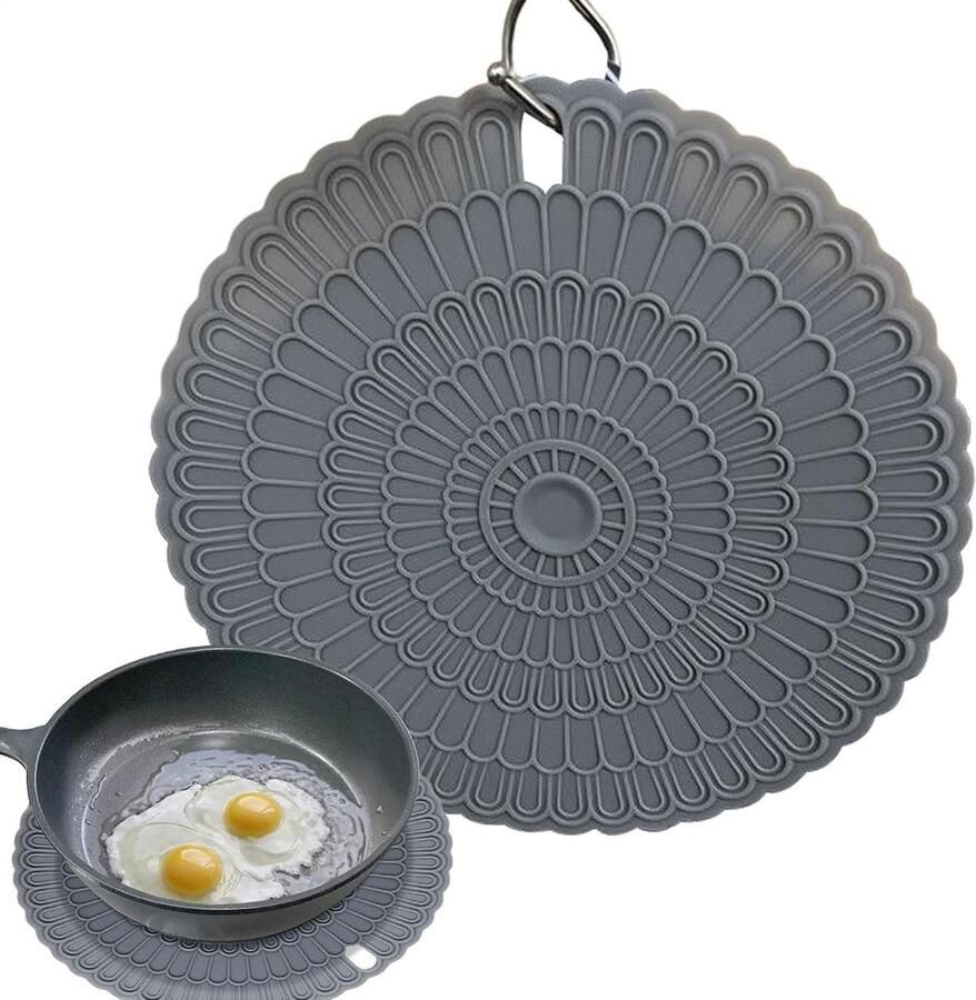 Fornuismat Siliconen Inductiemat Kookplaat Beschermen Antislip Patroon 20 cm Diameter Grijs
