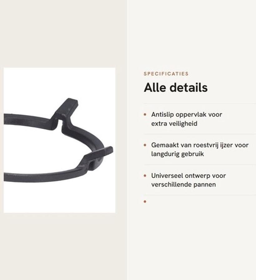 Fornuisrek Antislip Gasfornuisrek Steunhouder Roestvrij Ijzer Duurzaam Lichtgewicht 316 g Pannenrek
