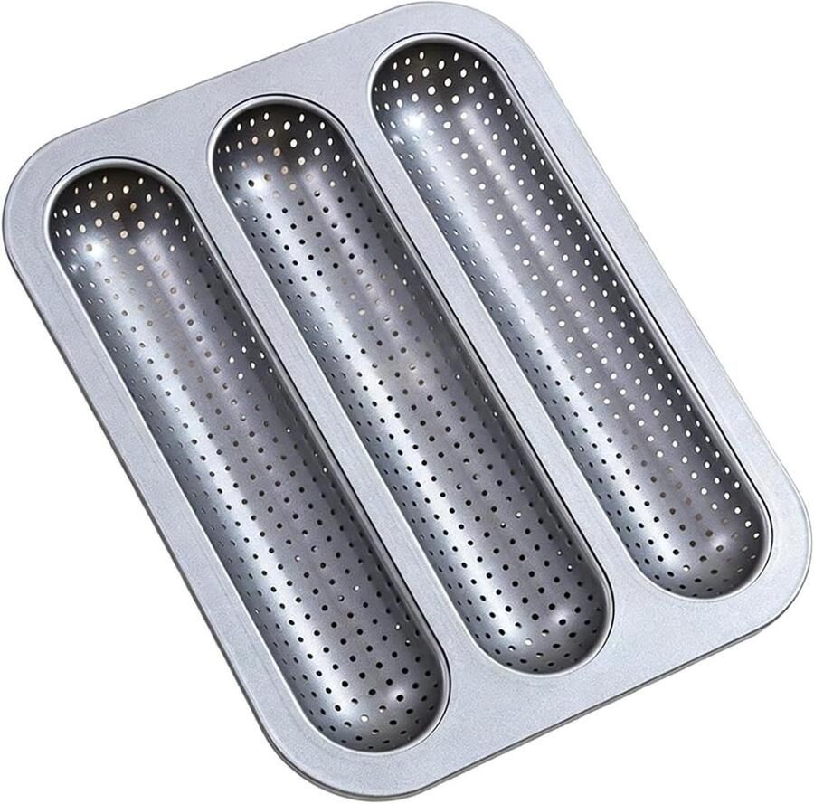 Frans Stokbroodbakblik Brood Bakvorm Brood Bakken Geperforeerd Luchtstroomontwerp 325 x 35 x 35 cm Grijs