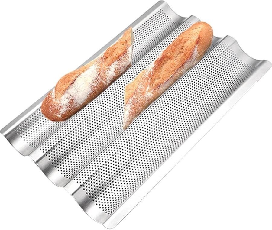 Franse Broodbakpan Brood Bakplaat Brood Bakken Uniforme Warmteverdeling 38.9 x 25.3 cm Zilver