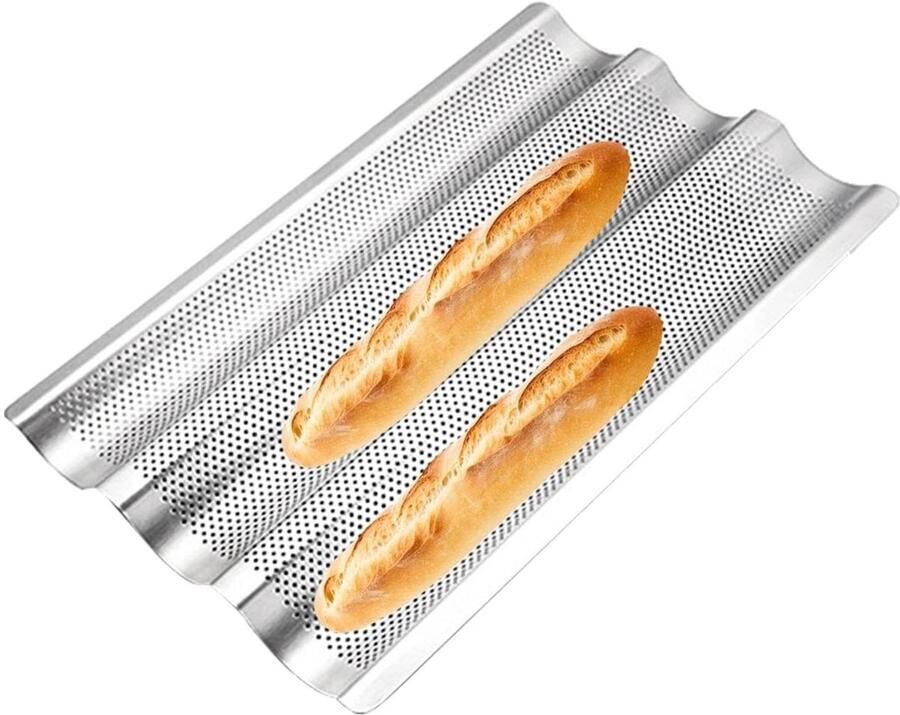 Franse Broodbakpan Broodbakplaat Oven Brood Bakken Anti-aanbak Coating 38.9 x 25.3 x 2.8 cm Zilver