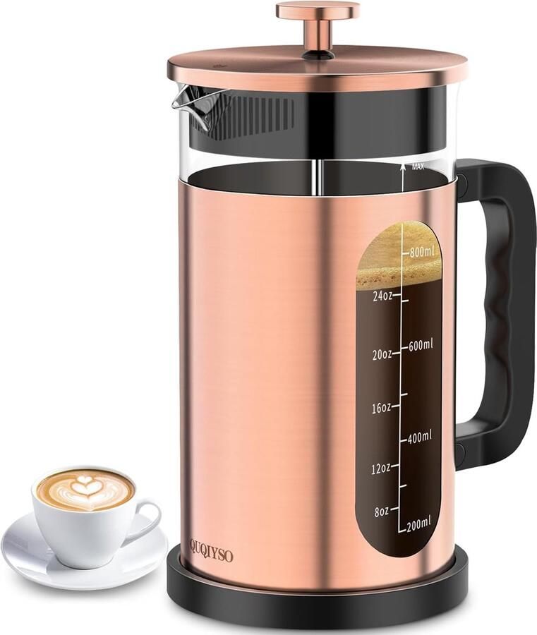 Franse Pers Koffie Koffiezetapparaat Thuisgebruik Met 4 extra filters 34 oz capaciteit Koperkleurig