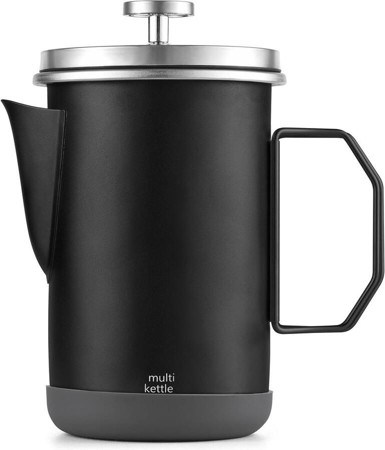 Franse pers koffiezetapparaat Koffiepot waterkoker Verse koffie zetten Opvouwbaar handvat 1L Capaciteit Zwart