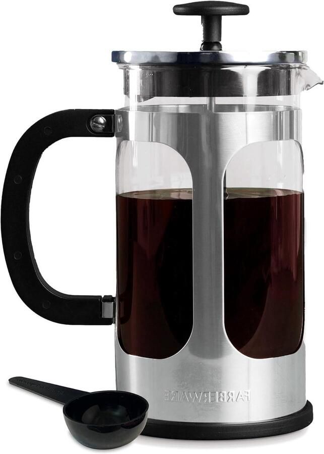 Franse pers koffiezetapparaat Thee en espresso Verse koffie zetten Hittebestendig glas 8 kopjes capaciteit Roestvrij staal