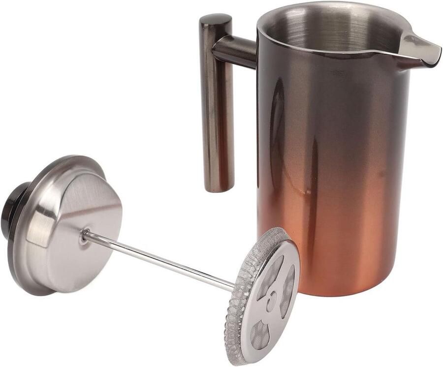 Franse Pers Koffiezetapparaat Thee Warme Dranken Maken Dubbelwandig RVS 350 ml Zilver