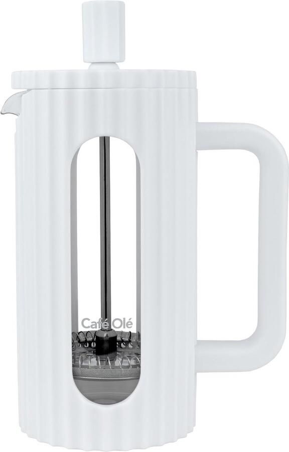 French Press Koffiezetapparaat 3 Kops met RVS Filter Wit