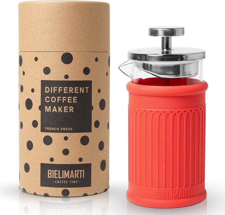 French Press Koffiezetapparaat 350 ml Hittebestendig Glas & Siliconen Hoes